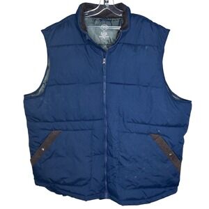 St Johns 3XLT Bay Mens Puffer Vest Navy Blue Quilted‎ Corduroy Trim Big and Tall